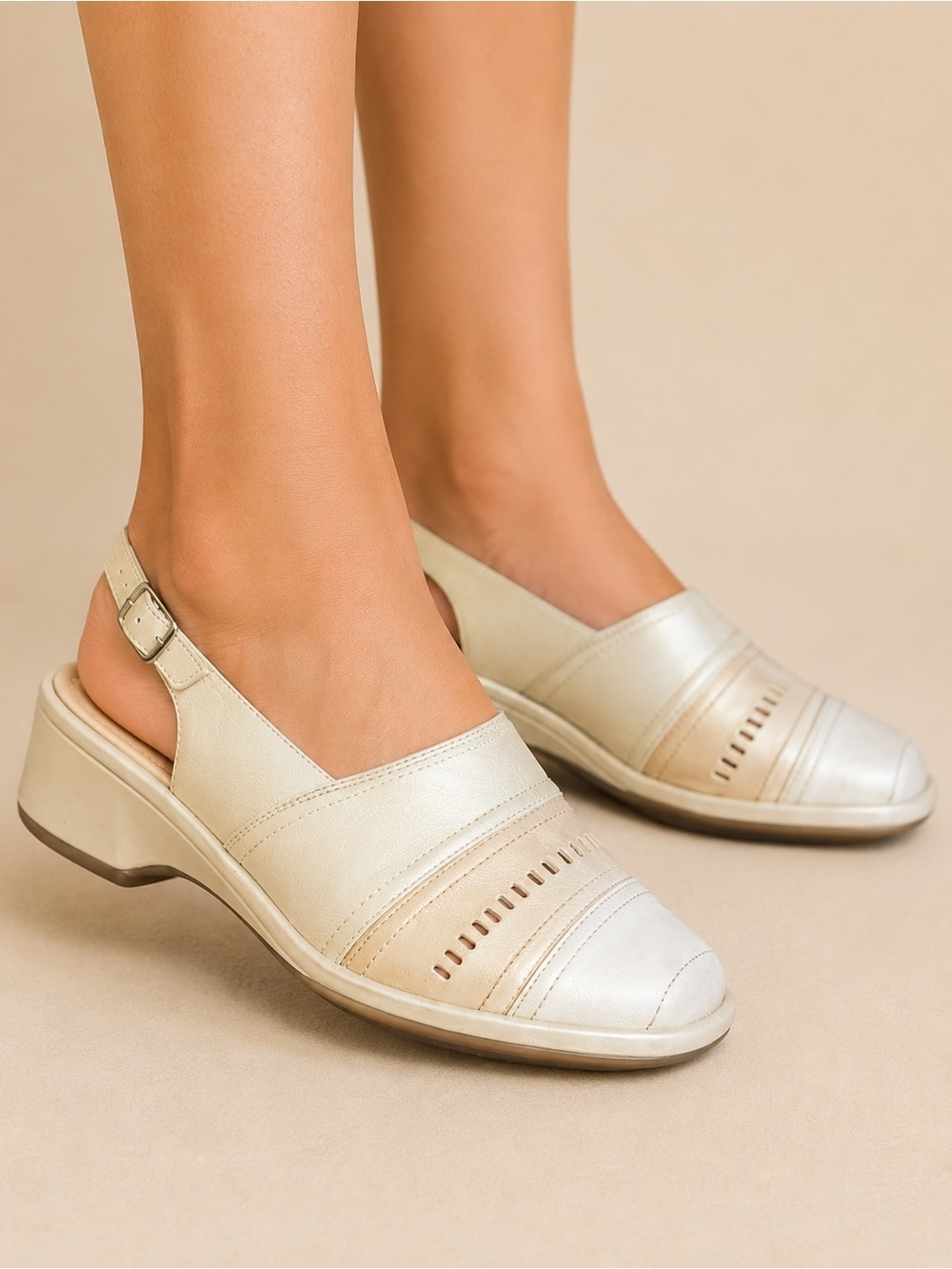 ARA Leather German Comfort Slingback Peep Toe Sandals Size 10.5